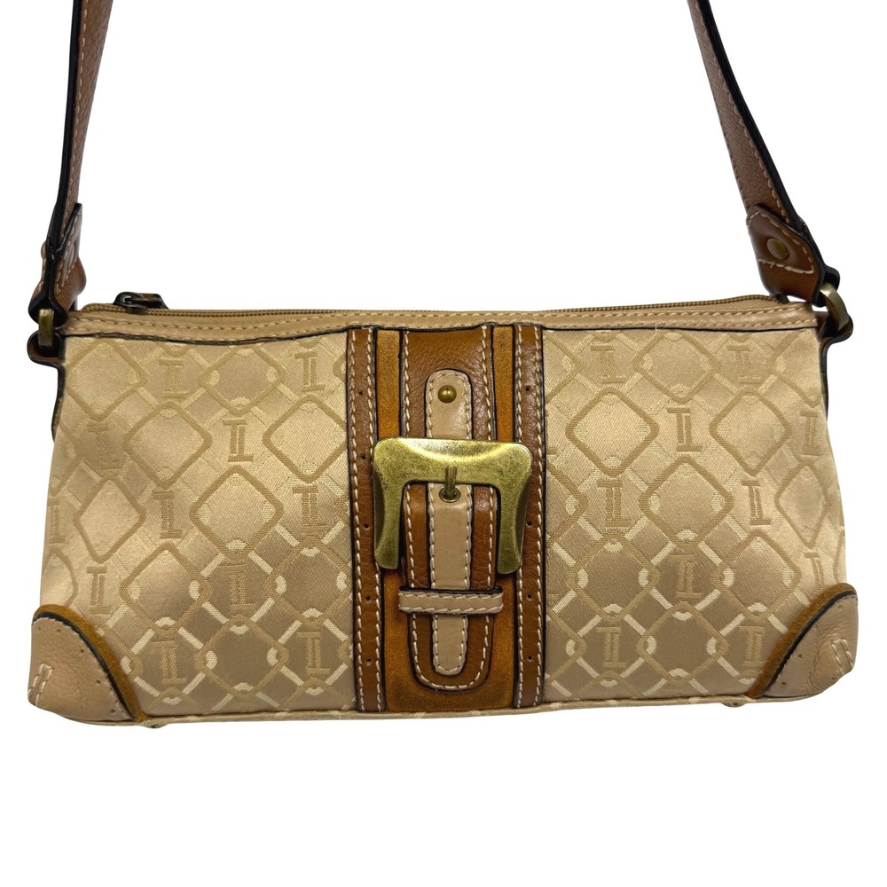 Y2K‎ Vintage Baguette-style Buckle Shoulder Bag Tignanello Jacquard Logo Fabric